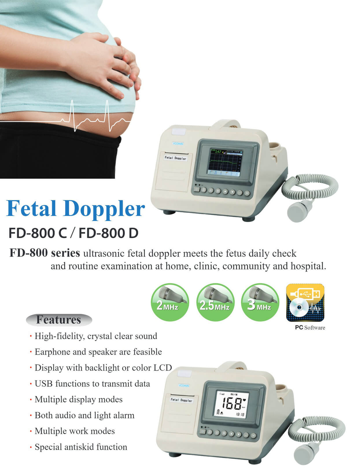 Hospital home use CTG monitor fetal doppler (2)