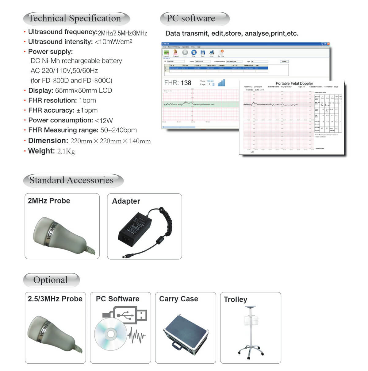 Hospital home use CTG monitor fetal doppler (2)