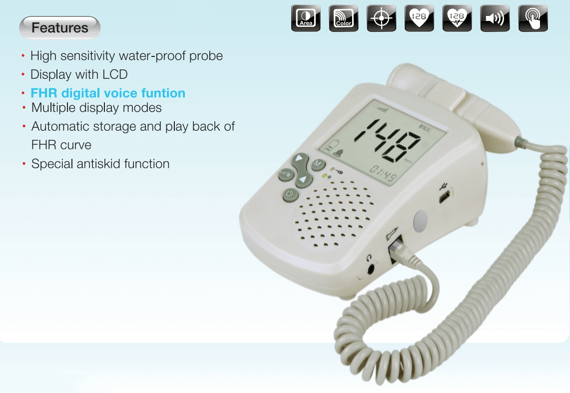 Portable pocket home use fetal doppler machine FD-300 (2)